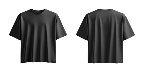 Blank black oversize t-shirt mockup front and back isolated on white background, fashion, apparel, clothing, mockup, template