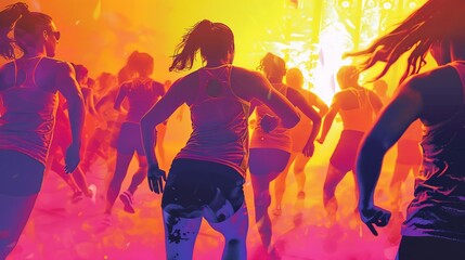 Silhouettes of Dancers in a Vibrant Studio