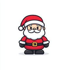 Cute cartoon illustration of Santa Claus in red suit and hat, with cheerful expression. Perfect for holiday themes and festive designs