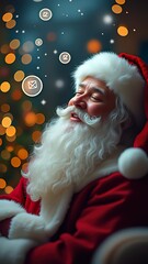 Authentic Santa Claus. Santa with closed eyes thinking about Christmas presents, candies, mail