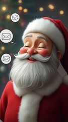 Authentic Santa Claus. Santa with closed eyes thinking about Christmas presents, candies, mail