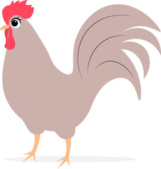Farm Animals. Cute farm. A simple rooster on a white background. Collection of farm animals. Baby flat vector illustration.