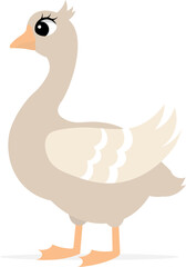 Farm Animals. Cute farm. A grey goose stands on a white background. Collection of farm animals. Baby flat vector illustration.