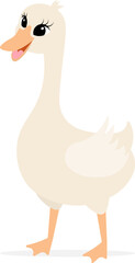 Farm Animals. Cute farm. Funny white goose on a white background. Collection of farm animals. Baby flat vector illustration.