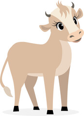 Fototapeta premium Farm Animals. Cute farm. A funny calf stands on a white background. Collection of farm animals. Baby flat vector illustration.