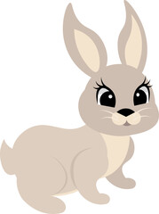 Farm Animals. Cute farm. A gray fat rabbit sits on a white background. Collection of farm animals. Baby flat vector illustration.