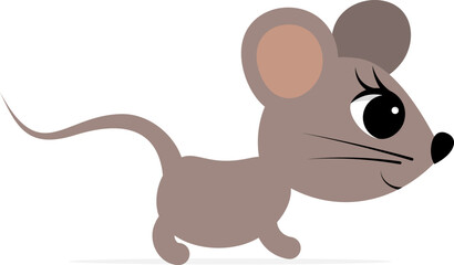 Farm Animals. Cute farm. Gray mouse on a white background. Collection of farm animals. Baby flat vector illustration.