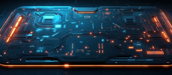 Obraz premium Futuristic circuit board with glowing elements.