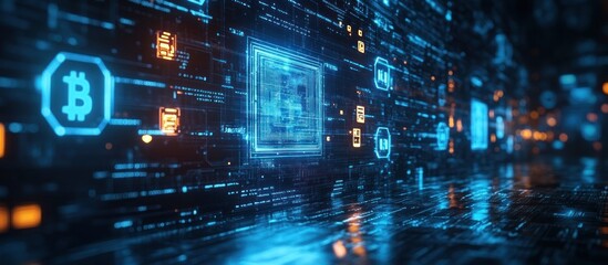 Fototapeta premium Digital representation of cryptocurrency and technology.