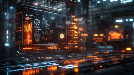Fototapeta premium Futuristic interface displaying cryptocurrency data.