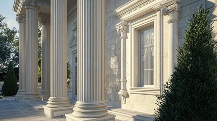 Obraz premium Detailed View of Doric Columns at Entrance