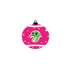 Vector illustration of Christmas tree decoration with cartoon snake