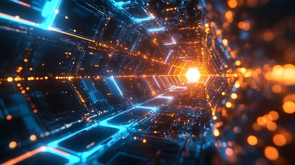 Obraz premium Abstract background with glowing hexagons, Beautiful background hexagon