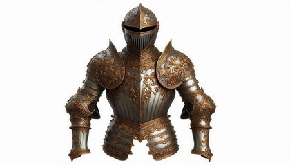 medieval armor on white background
