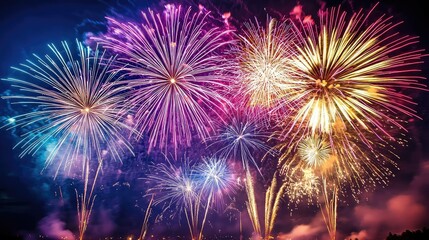 Naklejka premium Vibrant Summer Festival with Fireworks Display