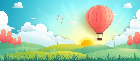Hot Air Balloon Adventure in a Papercut Landscape