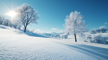 Serene Winter Landscape with Snow-Covered Trees