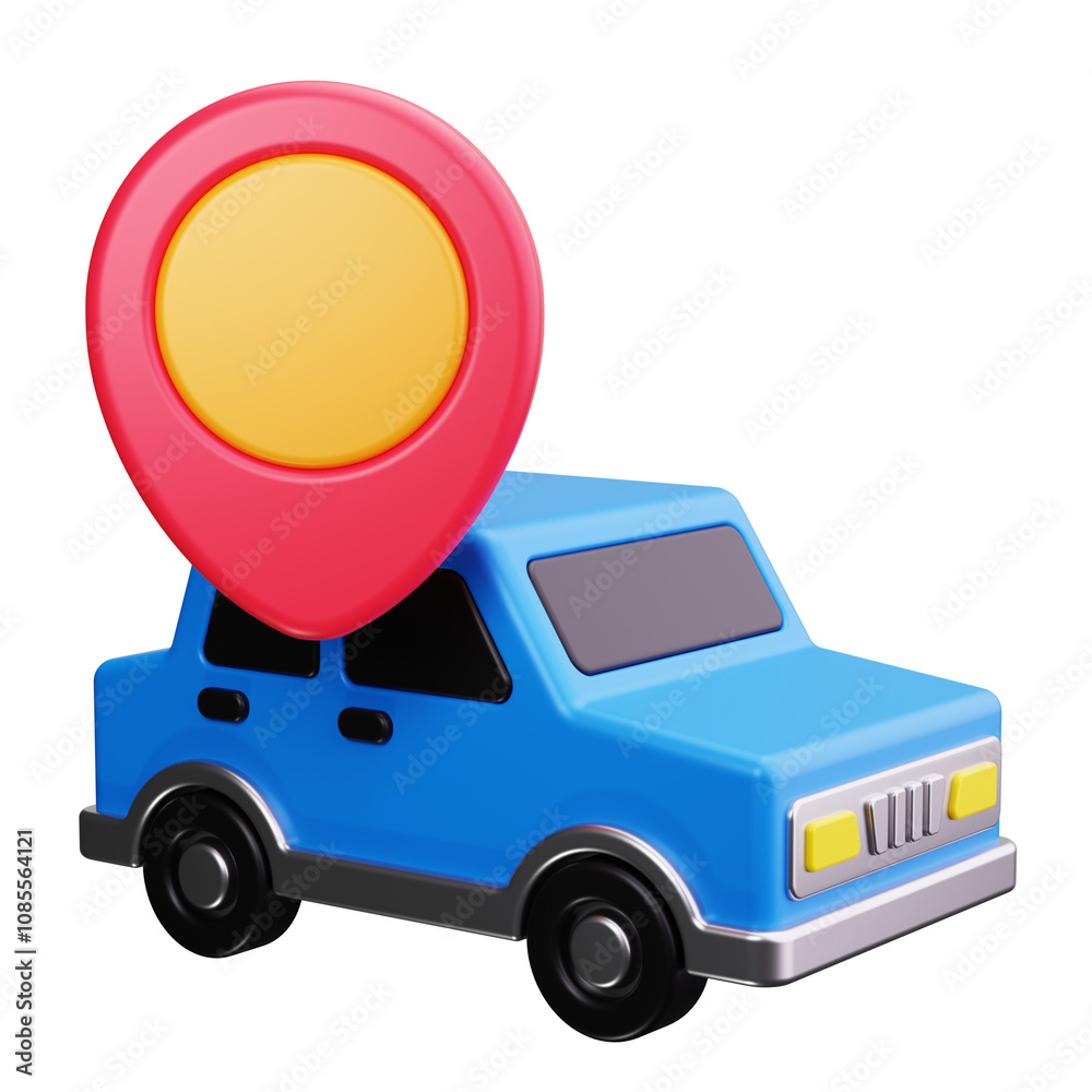 Poster Car Pin 3d Render Icons