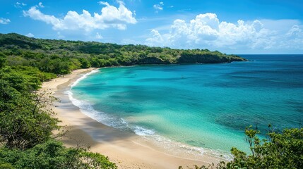 Obraz premium Serene Beach with Turquoise Waters and Golden Sand