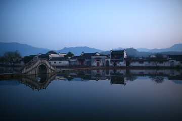 Fototapeta premium Beautiful scenery of Hongcun Village in Anhui, China in winter