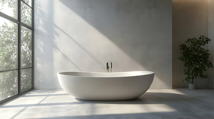 Relaxing bathtub scene modern bathroom interior design minimalist environment natural light serenity concept
