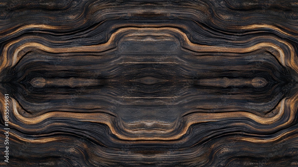 Poster The image is a close up of a wood grain pattern with a gold tint