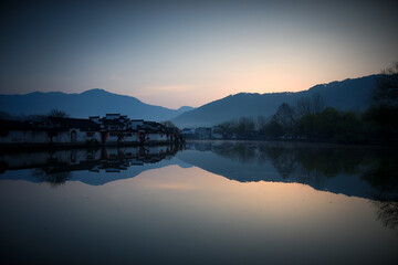 Beautiful scenery of Hongcun Village in Anhui, China in winter