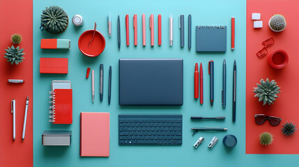 Creative workspace organization tips home office visual guide modern design overhead view productivity boost