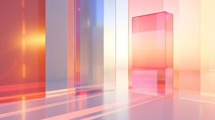 Abstract Glass Structure with a Sunset Gradient