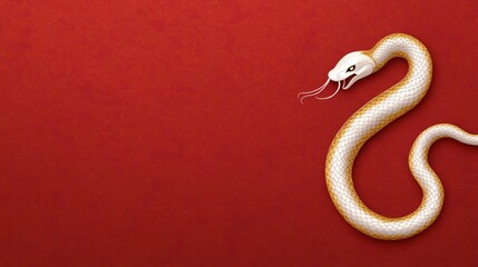 Obraz premium Sleek Golden Snake with Cloud Patterns and Calligraphy for Happy New Year 2025