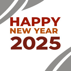 Happy New Year 2025 Typography T-Shirt – Stylish White Text Design on Black Casual Cotton Wear, High-Quality PNG Vector Template for Men, Women & Kids