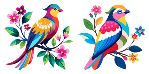 two parrots on a branch