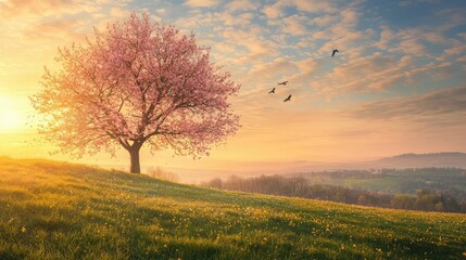 Fototapeta premium Tranquil Spring Morning with Singing Birds
