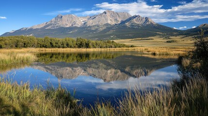 Obraz premium Tranquil Mountain View with Reflections in Water