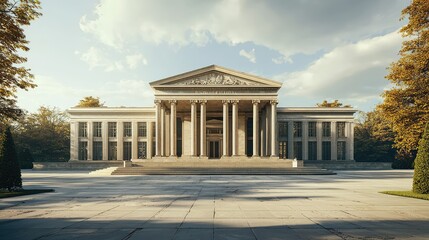 Fototapeta premium Neoclassical Building with Symmetrical Design and Wings