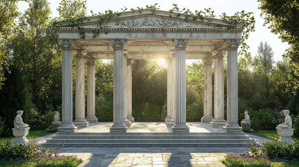 Obraz premium Neoclassical Garden Pavilion with Marble Columns