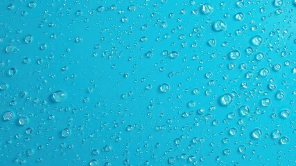 Water droplets glistening on a vibrant blue background, pure, background