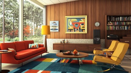 Bold Mid-Century Modern Living Room Design