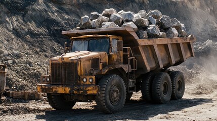 Obraz premium Mining Truck Loaded with Raw Diamond Bearing Rocks