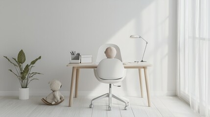 Minimalist Office Space with Ergonomic Desk Setup