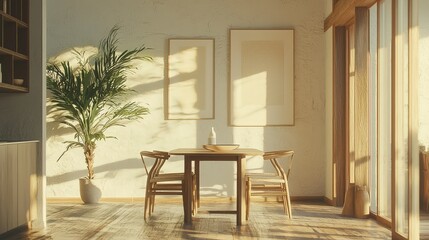 Fototapeta premium Elegant Minimalist Dining Area with Simple Table