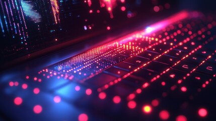 Obraz premium Abstract digital keyboard with vibrant lights.