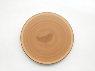 Wooden circle board with natural wood grain texture on a white background, blank, design