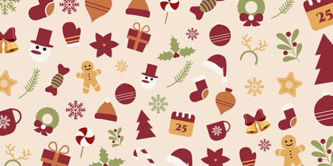 Merry Christmas and Happy New Year design for banner, card, cover, poster, advertising, wallpaper.