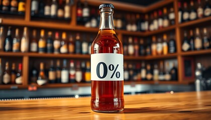 Selection of Premium Non-Alcoholic Spirits Displaying 0% Alcohol Content Bottles for Sober Lifestyles and Health-Conscious Consumers