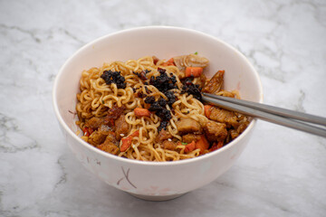 Seitan and noodles