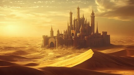 Naklejka premium Golden Kingdom in Vast Desert Landscape