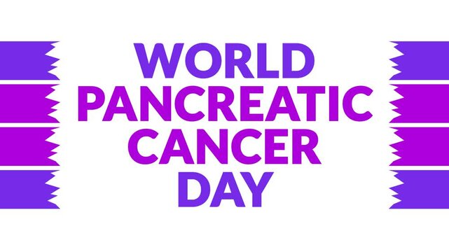 World Pancreatic Cancer Day In and Out text from split line animation on a White background. Which is observed every year in November to celebrate and wish World Pancreatic Cancer Day