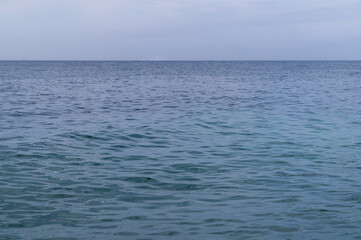 Fototapeta premium Sea water sky. Ocean horizon clouds. Nature summer seascape. Blue cloud wave landscape.