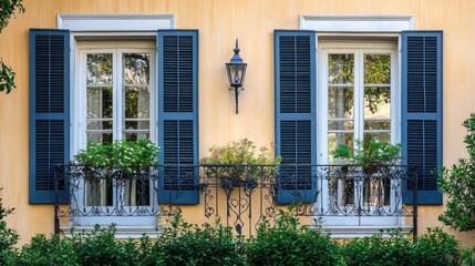 Fototapeta premium Historic Greek Revival House with Elegant Ironwork